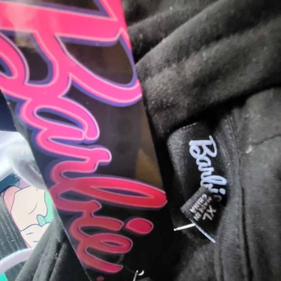 Barbie Black CROP Hoodie with Pink Logo - Picture 4 of 4